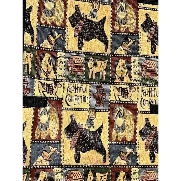 Tapestry Dog Themed Wheeled Shopping Tote With Zipper Closure - Picture 6 of 8
